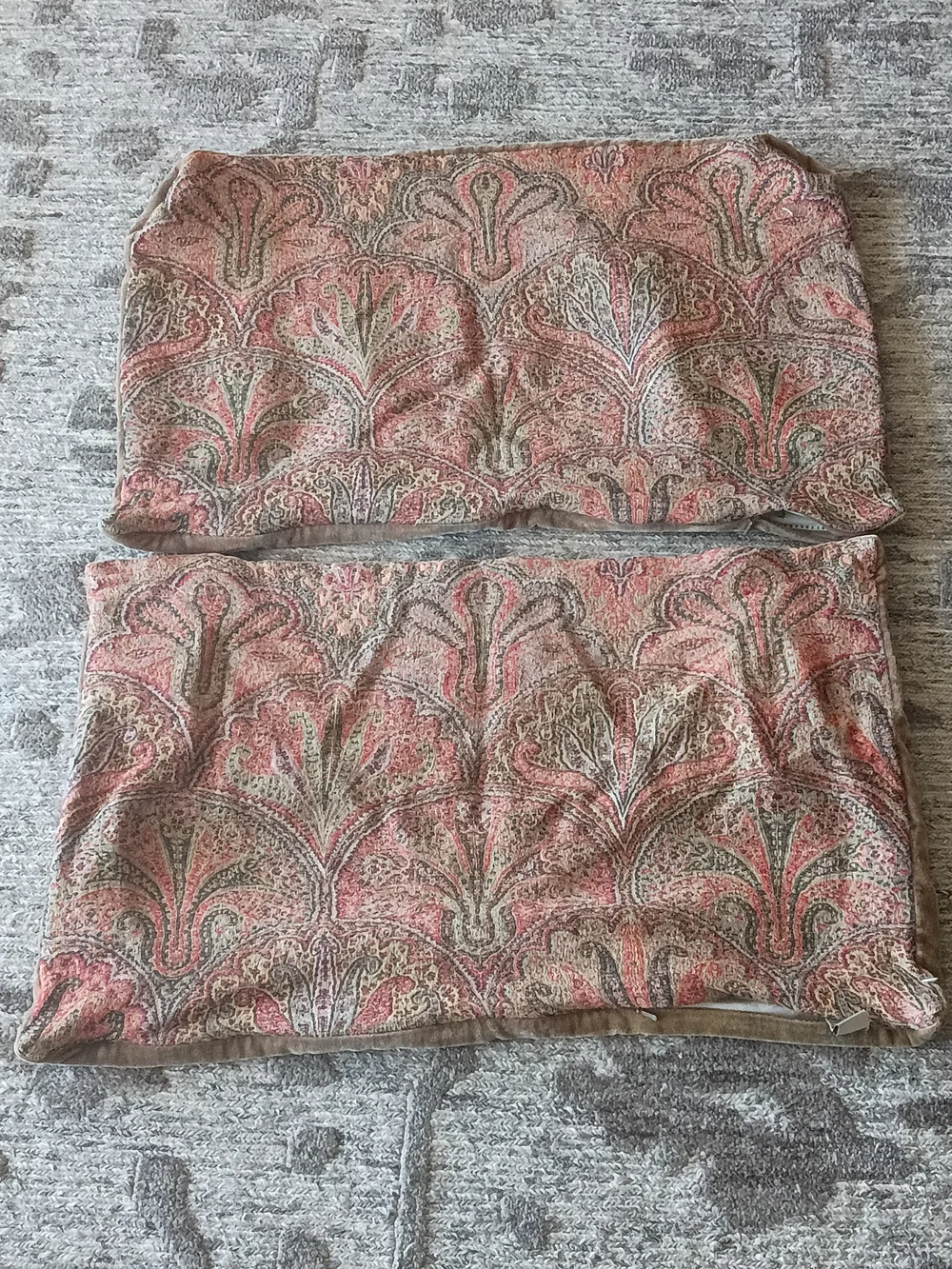 Pottery Barn Reversible Maxi Skirt in Coral Paisley and Tan Velvet Wool Cotton